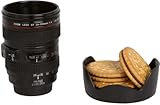 ROCKING GIFTS Taza Mug Desayuno Con Forma Objetivo Cámara De Fotos 18 cm Para Café Té Regalo Fotógrafos Original Vasija Con Tapa