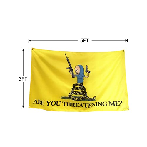 Are You Threatening Me Flag 3x5FT, for College Dorm Room Wall Bedroom Living Room,Vivid Color Double-Stitched Edges, Flags with 4 Brass Grommets. (3x5)