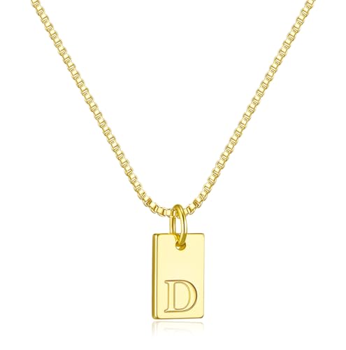Initial Necklaces for Women 14K Gold Plated Letter Necklace Dainty