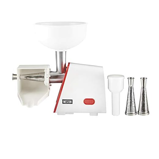 Weston Brands Deluxe Electric Tomato Strainer and Sauce Maker | Easy to Operate Vegetable & Fruit Juicer Machine Juice Extractor With 3 Stainless Straining Screens | Easy to Clean and Dishwasher Safe