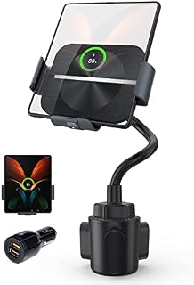 MAKAQI samozaciskowa bezprzewodowa ładowarka samochodowa do telefonu - szybkie ładowanie - uchwyt na telefon kompatybilny z Samsung Galaxy Z Fold 4/3/2 kompatybilny z iPhone 14/13/12 Pro Max