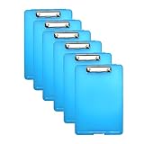 6 x A4 Blue Clipboard Box Files - Storage Filing Clip Board Case