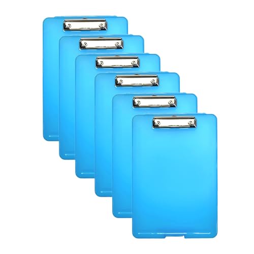 6 x A4 Blue Clipboard Box Files - Storage Filing Clip Board Case