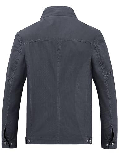 Image of wantdo Men's Cotton Lightweight Military Jacket Casual Windbreaker | Zipper and Snap Closure,Windproof,Stand Collar,Regular Fit,Versatile Outerwear,Spring Fall Daily Wear