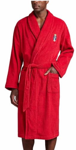 POLO RALPH LAUREN Terry Polo Red Bath Robe with Embroidered Morning Bear Large - X-Large