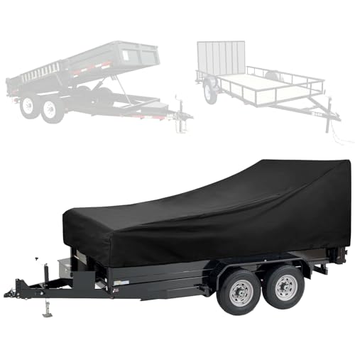 Utility Trailer Cover(with ramp gate),Waterproof Windproof Heavy Duty Black Dump Trailer Cover,420D Dust and UV Protection (Black,6 * 10)