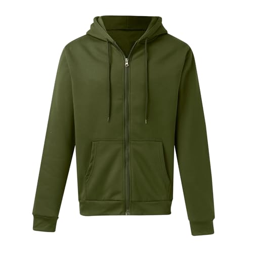 Mens Zip Up Hooded Sweatshirt Long Sleeve Casual Full-Zip Sweatshirt with Kanga Pockets Thick Fleece Custom Shirt3