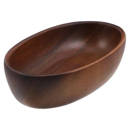 PSNKLMM Cuenco grande de madera nogal con forma barco, color marrón oscuro, estilo vintage, for servir ensalada frutas, ideal for usar en la encimera cocina