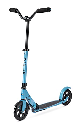 Micro Kickboard - Speed Deluxe Foldable Scooter, 180 mm 2-Wheeled, Adjustable Handlebars, Smooth, Quiet Ride, for Teens and Young Adults (Alaskan Blue) -  SA0214