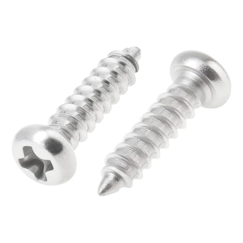Image of CLAHJQX 100 Pcs M2.5 x 10mm Phillips Pan Head Self Tapping Screws, 304 Stainless Steel Wood Screws for Plastic, Sheet Metal, Bright Finish