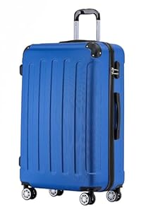 BEIBYE Zwillingsrollen Hardcase Reisekoffer Koffer Trolleys Hartschale in XL-L-M in 14 Farben (Diamondblau, Großer Koffer (76 cm))