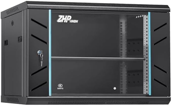 6U Server Rack Cabinet, Wall Mount Network Rack Enclosure Includes Locking Glass Door, Removable Side and Back Panels, 15" Deep Network Data Cabinet for Computer IT and A/V Equipment