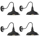 GOALPLUS 10in. Gooseneck Barn Light 4 Pack Farmhouse Wall Mount Light Fixture Exterior Waterproof Bl