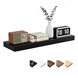 RICHER HOUSE Schwarze Wandregale, 80 x 23,5 x 3,8 cm Wandboard Holz, Holzregal Wand mit unsichtbaren Halterungen, Schweberegal für Schlafzimmer, Wohnzimmer, Badezimmer, Küche, Waschküche, Büro
