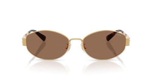 COACH Womens HC7192D Low Bridge Fit Oval Sunglasses Shiny Gold/Dark Brown Solid 57 mm
