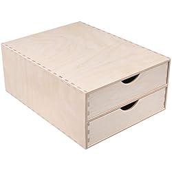 Cajoneras De Madera De 8 Cajones Creative DECO Pequeña Cajonera Madera | 2 Cajones | 33 x 25 x 13,5 cm | Mini Armario de Almacenaje | Madera Contrachapada sin Tratar Pintar, Decoupage y Decoración