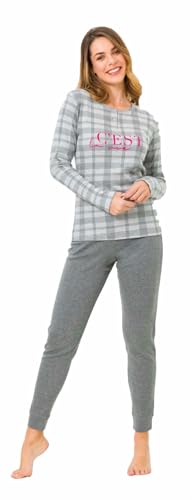 Il Granchio Pigiama Donna Invernale, Pigiama Donna Caldo Cotone (6025 Grigio, L)