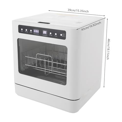 Image of Portable Countertop Dishwasher, 800W Mini Dishwasher 15.35 * 16.92 * 18.11in Dish Washing Machine with 4 Functions, 52dB Ultra-Quiet for Small-Sized Houses (White-6)