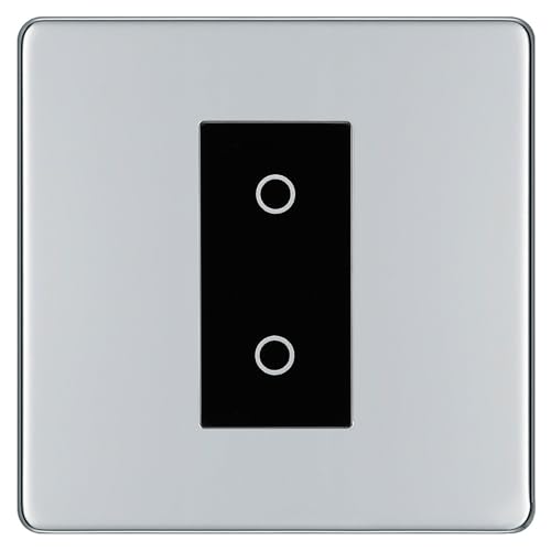 BG Nexus Screwless Polished Chrome Single Secondary Touch Dimmer Switch - Black Insert