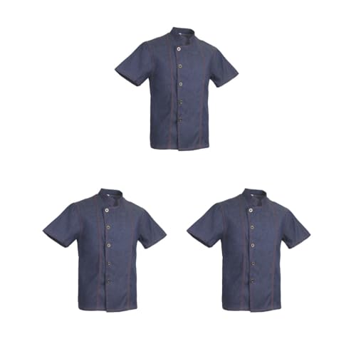 Veste de chef respirante en jean bleu à manches courtes pour la cuisine