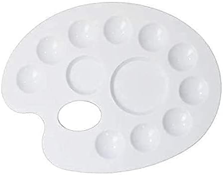 Eclet Large Elliptical Shape Colour Pallete, Paint Mixing Palette, Painting Plate, Watercolor Pallet, Tray for Acrylic Paints, Palate for Colouring with 12 Compartments for Artists, Students, Kids