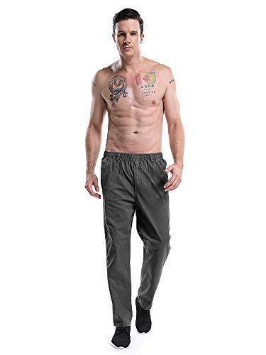 Men's Lightweight Casual Pants Elastic Waist Pull On Work Travel, Teen Boys Husky Pants Grey Tag 3XL - US 383