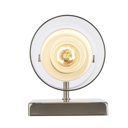 Image of TRANS GLOBE 22481 BN I Lisbon Collection 8 Inch One-Light Wall Sconce /Vanity - in a Brushed Nickel Finish | Metal Housing I Clear & Frosted Shades I Modern Contemporary Fixture |