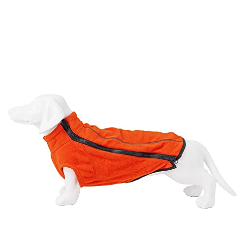 Hugo & Hudson Acogedora Chaqueta Polar para Perros pequeños, medianos y Grandes, Abrigos de Invierno Reflectantes con Orificio para Correas - Naranja - XS Cover