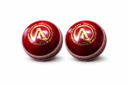 Image of Ananya Creations Classic Red 4 piece Leather Cricket Ball -60 Overs (Super Test) | Premium Hand Stitched | Durable for Test, ODI, T20 & Practice Matches | Swing & Seam Optimized | Premium Shine (2)