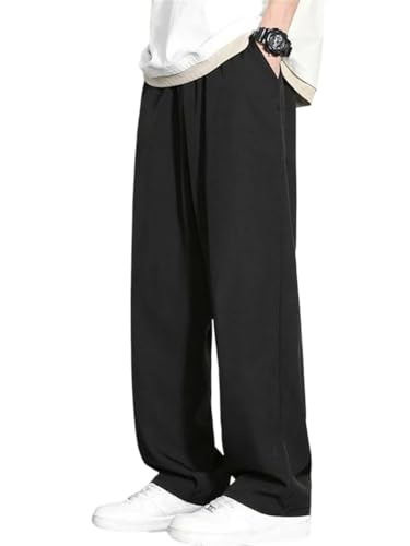 Men's Casual Straight Trousers Cotton Plus Size Korean Style Baggy Pants