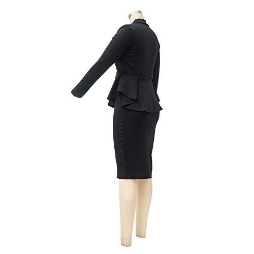 Women Two Piece Blazer Skirt Suit Set Outfits For Business Funeral Black M #TOP4