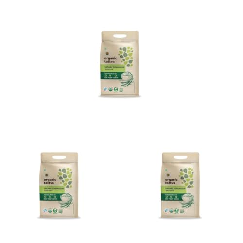 Image of Organic Tattva Sona Masoori Rice 5kg Pack | Organic Raw Rice | Naturally Gluten Free | Unpolished Single Polished Sonamasoori, Pesticide & Chemical Free | 5kg Bag (Pack of 3)
