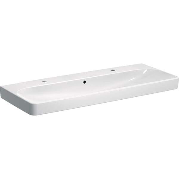 Geberit Smyle Square Waschtisch 500253, 120x48cm, mit zwei Hahnlöchern, mit Überlauf, 500.253.01.8, Farbe: Weiß