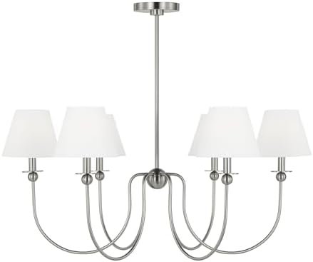 Scott Living 6-Light Elsay Transitional Chandelier Brushed Nickel DJC1246BS, Modern Chandelier for Dining Room and Kitchen Décor, Dining Room Light Fixture and Hanging Lamp for Charming Ceiling Décor