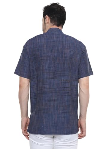 Image of Khadie Cotton Blend Solid Casual Regular Fit Mandarin /Chinese Collor Short Kurta for Men