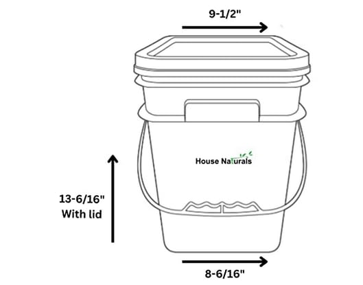 Image of House Naturals 4 Gallon Square Food Grade Bucket Pail with Plastic Handles and Lid (Pack of 3) Made in USA containers (Aqua - Black lids)