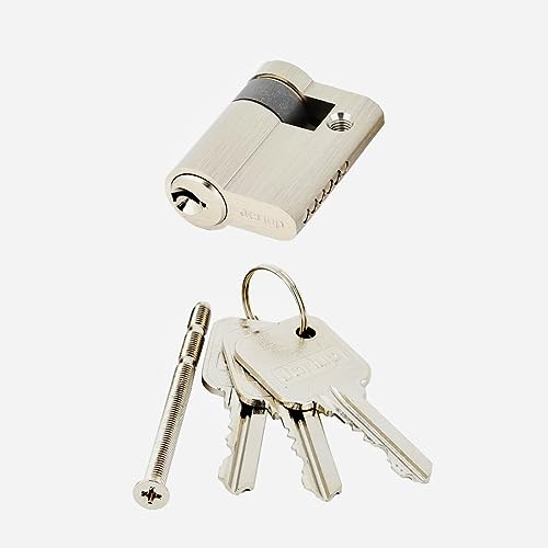 Jeriup Copper Half Cylinder Lock with Nickel Finish for Doors, Key Lock, 40mm, Single Side Open, Anti-Rust, Modern, Nickel by Jeriup - Used condition - Image 2