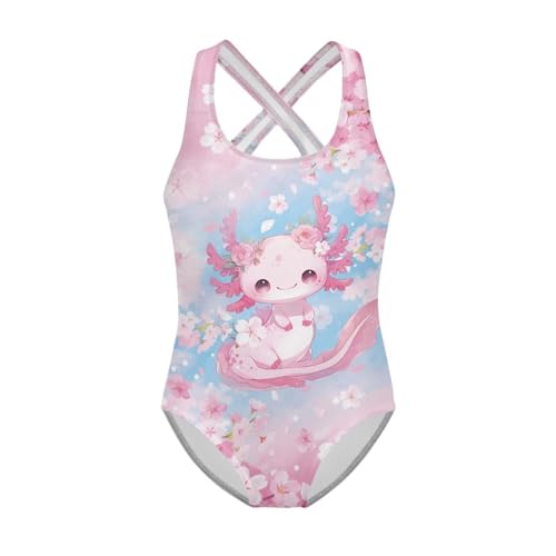 Image of WELLFLYHOM Girls Swimsuit 5-14 Cross Back Swimwear Full Coverage One Piece Bathing Suit Sleeveless Beachwear