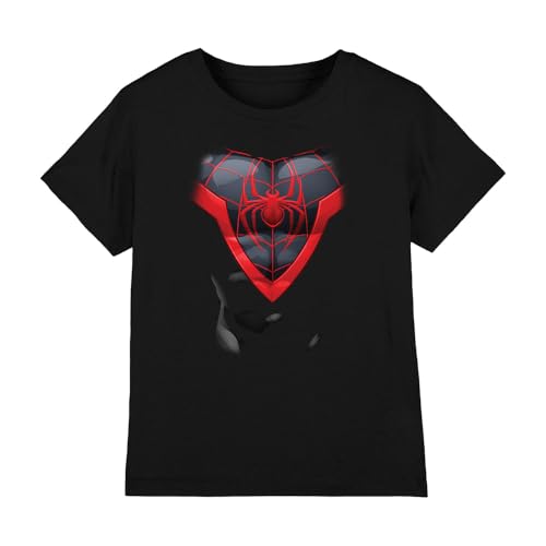 Spiderman Boys Miles Morales Costume Unisex Kids T-Shirt Black 7-8 Years UK