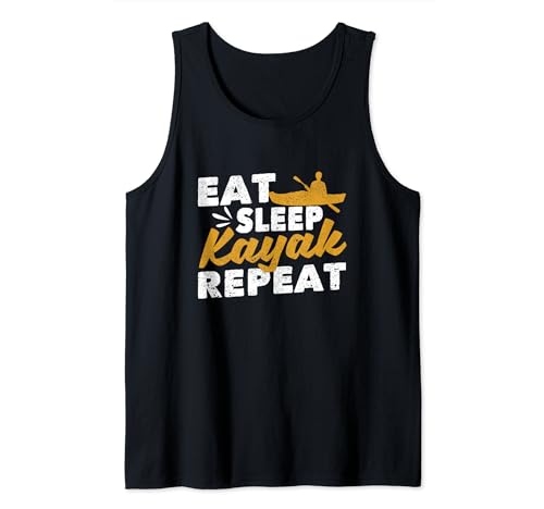 Comer Dormir Kayak Repetir Divertido Kayak Canoa Canoa Navegación Kajaker Camiseta sin Mangas