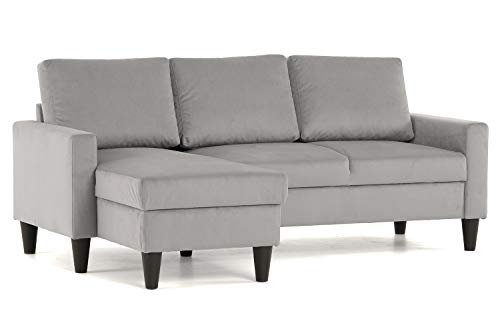 Confort24 Fox Sofá de Salon 3 plazas Chaise Longue Esquinero Rebersible Izquierda o Derecha Tapizado Tela (Gris Claro)