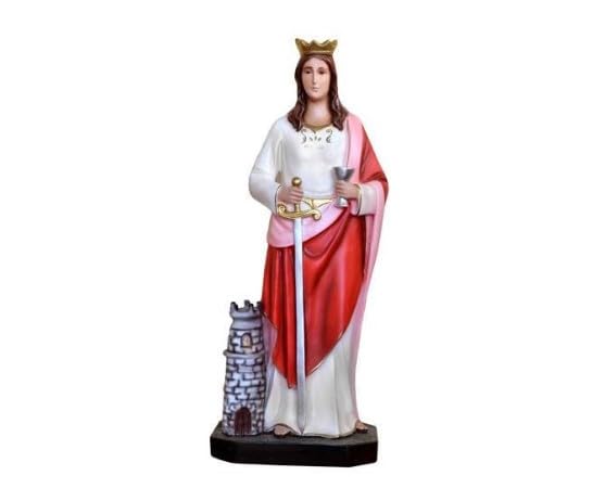 Generico ArteSacraCaravaggio Statua di Santa Barbara cm 85 (33,46 inches) in resina decorata a mano con suggestivi ochi realizzati in vetro, di produzione artigianale italiana