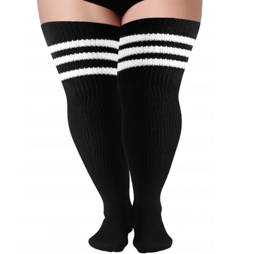 Trifabricy Plus Size Striped Thigh High Socks
