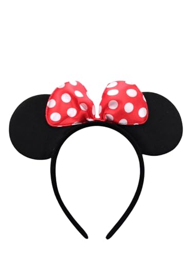 Image of BookMyCostume Black & Red Polka Dot Cartoon Style Headband for Girls | Fancy Dress Hair Accessory for Birthday Celebration Prop, School Event, Costume Theme