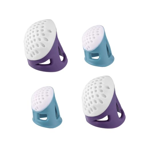 XINXINGDINGSHENG - 4 PCS Silicone Sewing Thimble Finger Protectors, Thimbles for Hand Sewing, Thumb Guard Finger Protectors for Quilting, DIY, Hand Embroidery, Needlework, Patchwork (2Pcs Blue+ 2Pcs Purple)