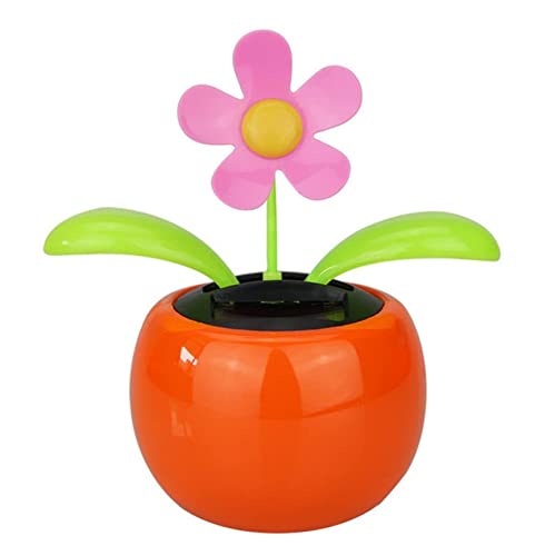 Anawakia Fiore solare oscillante a energia solare, per auto, balcone, fiore, fiore oscillante (arancione)