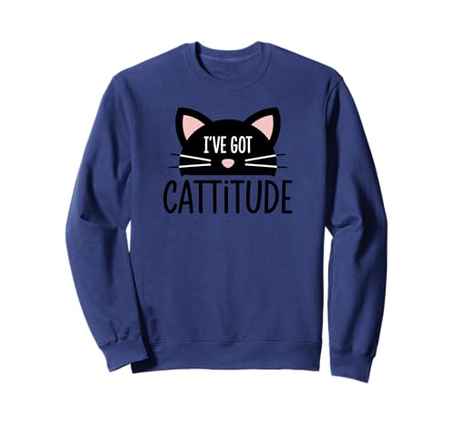 Cattitude Cute Feline Loving Animal Design Fun Tees and More Felpa