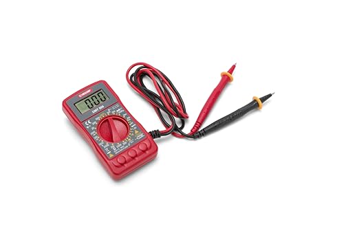 Velamp Multimètre numérique compact DMT500 - Testeur électrique AC/DC avec test diode, résistance et piles - Écran LCD, sondes incluses, portable et facile à utiliser
