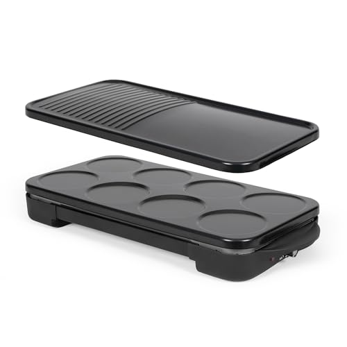 Livoo - Appareil 2 en 1 crêpière et plancha grill DOC349N - 1500W, 2 plaques amovibles, sans PFAS, accessoires inclus