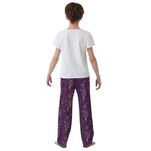 ZZXXB Dream Catcher Follow Your Dreams Boys Long Pants Soft Trousers Elastic Waist Kids Lounge Bottoms with Pockets S-XL3